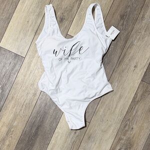 David's Bridal White One Piece Swimsuit